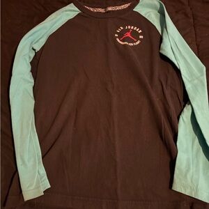 Jordan Black and Aqua Long Sleeve Tee